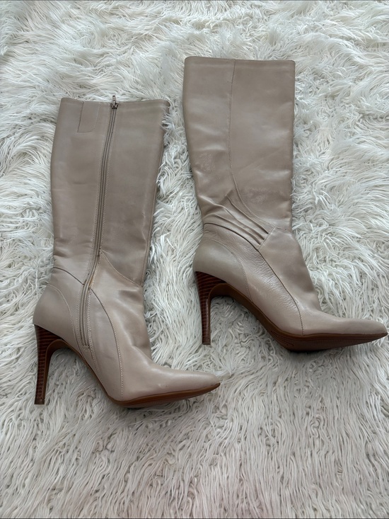 Nine West Shoes - Nine West Generosao Pointed-Toe Knee-High Leather Boots in Taupe